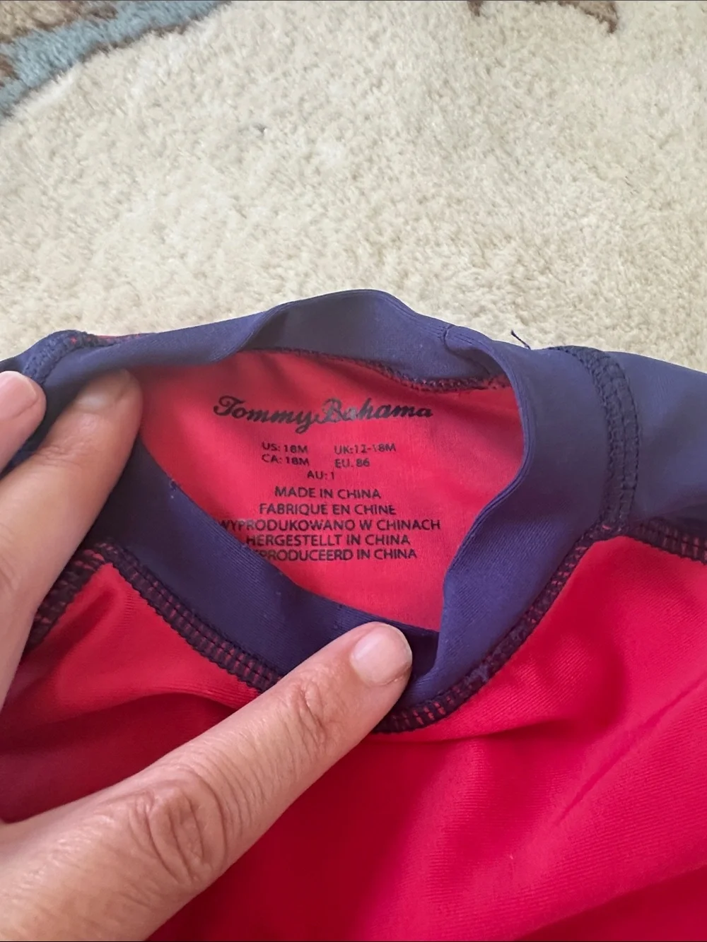 Tommy Bahama Red and Navy Kids Rash Guard Swim Set